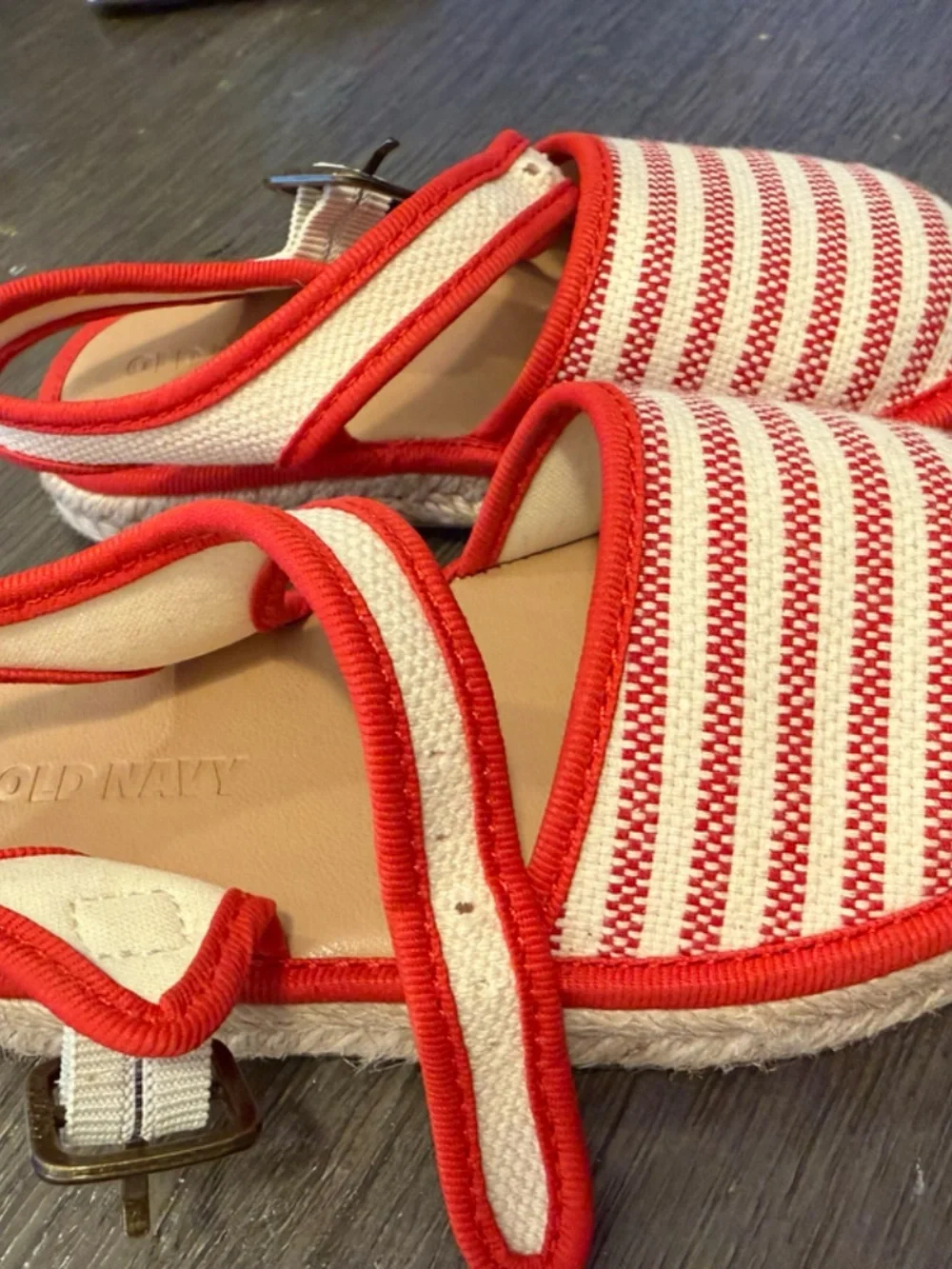 NEW Red Stripped Toddler Sandals Size 6